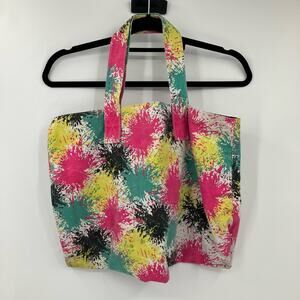 Bright Colored Splatter Paint All Over Print Canvas Rectangle Shoulder Bag Tote